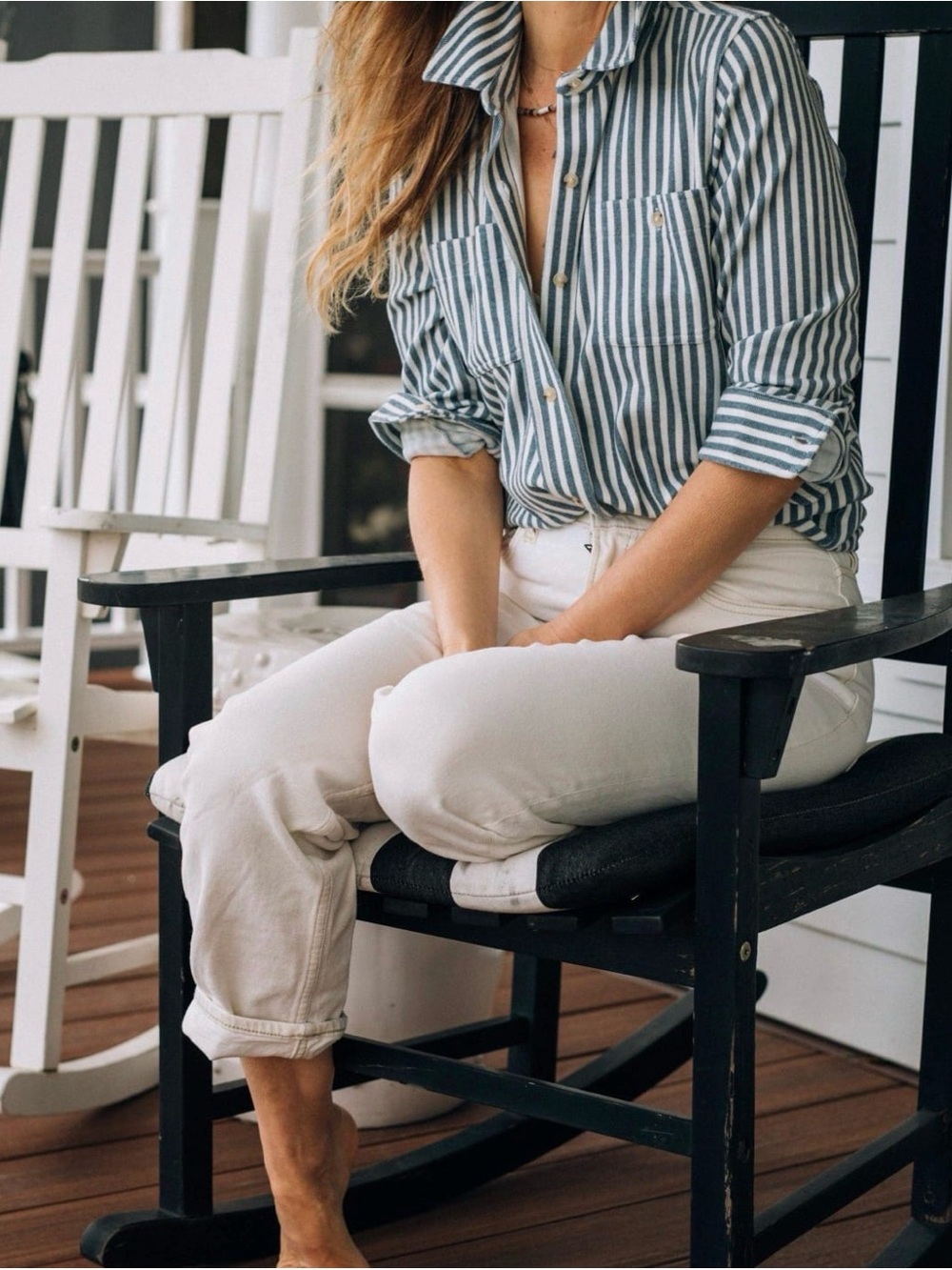 Faherty Blue & White Striped Button-Down “Legend Sweater” Shirt - Picture 2 of 8